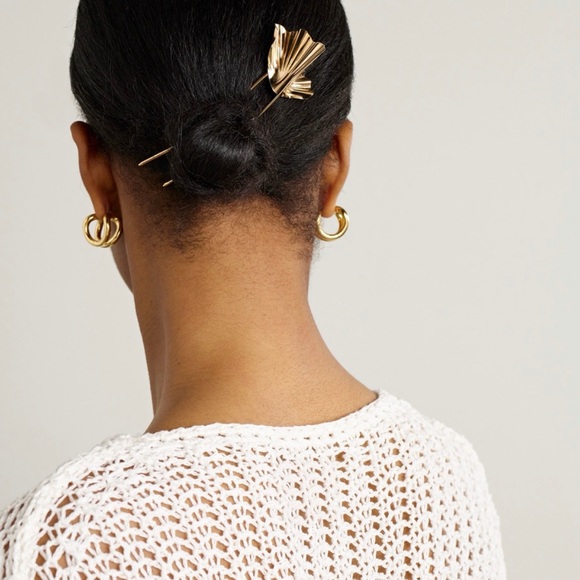 Jennifer Behr Gold Leaf-Shape Hair Pin or Slide - Picture 2 of 5